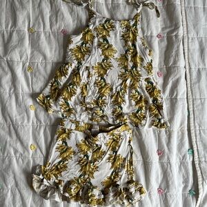 Yellow and Green Floral Kids Matching Set